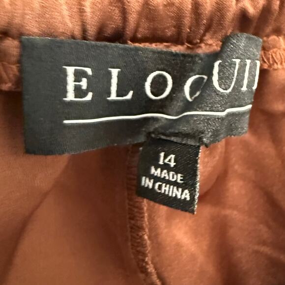 Eloquii Sateen Long Sleeve Peplum Hem Crop Top Women's Plus Size 14 Brown Y2K - Picture 6 of 8